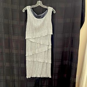 Party dress!!! NWOT Never been worn. Silver ruffle sleeveless dress.